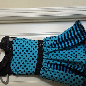 Blue and Black Polka Dot Dress